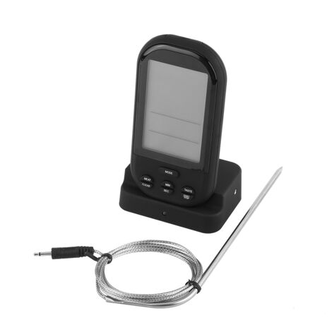 Thermomètre de cuisson numérique avec télécommande, minuteur, pour barbecue, viande, four et cuisine, mesure de la température des aliments, noir-AquaForge