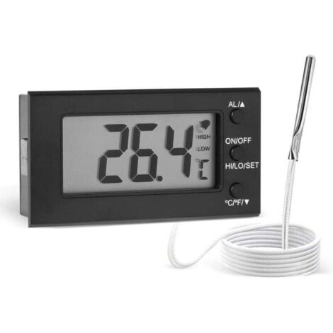 Thermomètre de four numérique -58 °F à 572 °F/-50 °C à 300 °C avec sonde, alarme de température haute et basse, écran LCD, Celsius/Fahrenheit (noir)