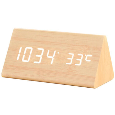 Thermomètre de jardin prisme finition effet pin naturel – Affichage température et heure – Mode invisible pour intégration discrète
