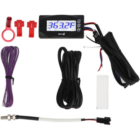 Thermomètre de moto numérique Moto culasse température tension temps RPM 4 en 1 mètre DC12V avec bougie d'allumage 14mm