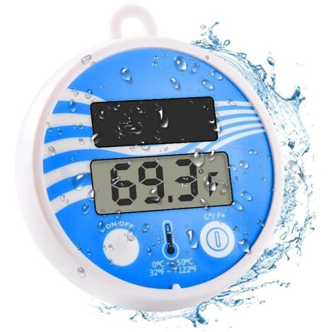 Thermomètre de piscine à énergie solaire, grand écran LCD numérique, température de l'eau facile à lire, adapté aux piscines intérieures et extérieures, spas, étangs, baignoires