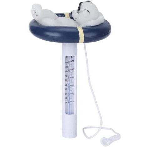 Thermomètre de piscine à tube avec chaînette, motif ours polaire, pour piscine, spa, jacuzzi, étang