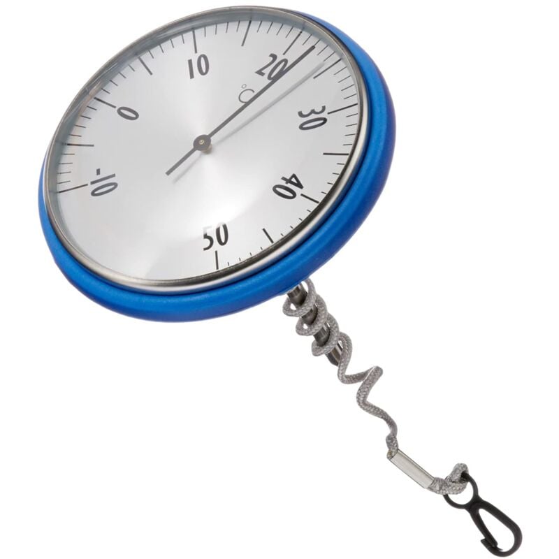 Thermomètre de Piscine Analogique,Adapté aux Piscines et aux étangs,Inoxydable, Lecture Confortable,avec Corde de Fixation, Bleu