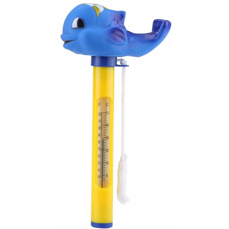 Thermomètre de piscine flottant, animal mignon en forme de et thermomètre avec ficelle pour piscines intérieure et extérieure(Baleine)