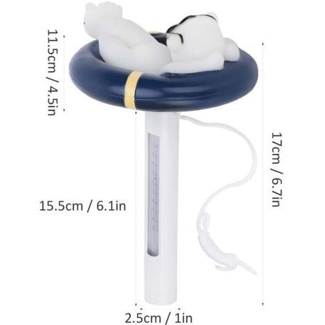 Thermomètre de piscine flottant facile à lire, thermomètre de piscine, thermomètre de piscine en forme d'ours de dessin animé, accessoire de piscine flottant, convient aux piscines enterrées et aux sp