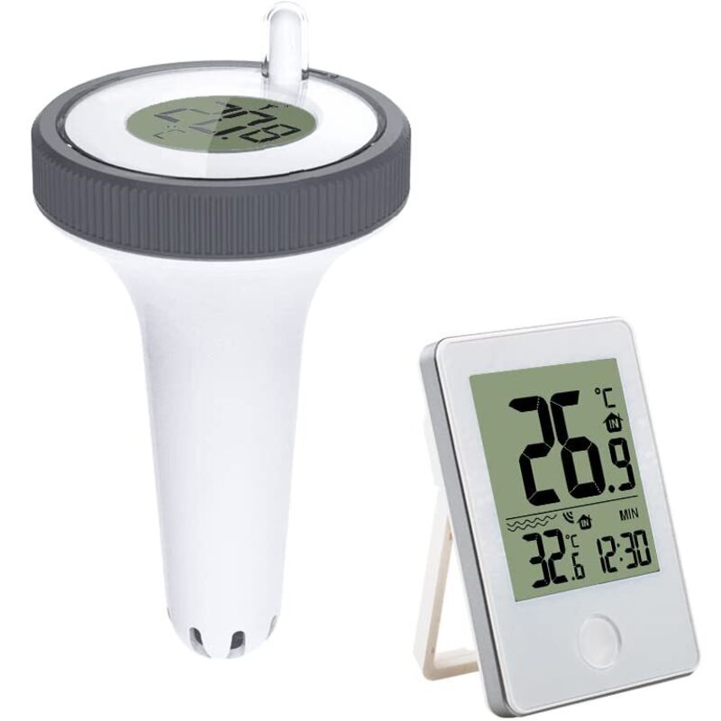 Thermomètre de piscine flottant sans fil à connexion radio, thermomètre de température de l'eau avec récepteur numérique extérieur intérieur pour