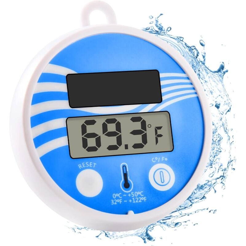 Thermomètre de piscine flottant sans fil – Thermomètre de température de piscine facile à lire, thermomètre de piscine numérique solaire incassable