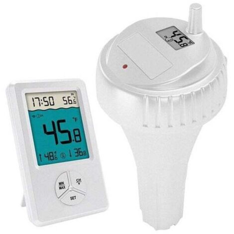Thermomètre de piscine flottant sans fil, thermomètre intérieur extérieur pour piscine, spa, bains à remous et étangs, blanc