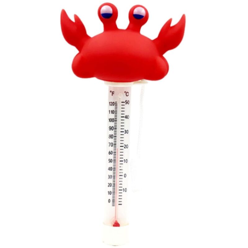 Thermomètre de piscine flottant Thermomètre de bassin Dessin animé Lecture facile Accessoires de piscine pour bains à remous Étangs à poissons, crabe