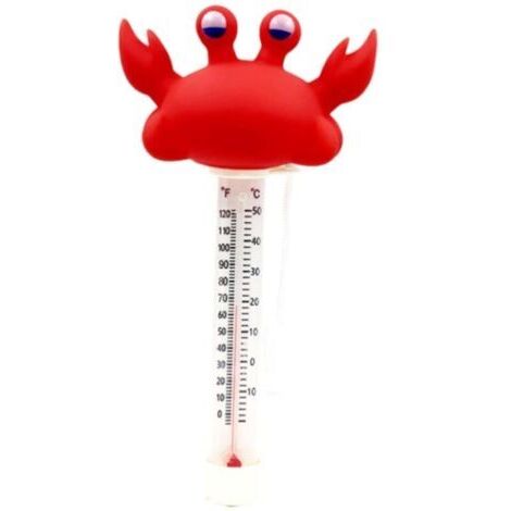 Thermomètre de piscine flottant Thermomètre de bassin Dessin animé Lecture facile Accessoires de piscine pour bains à remous Étangs à poissons, crabe