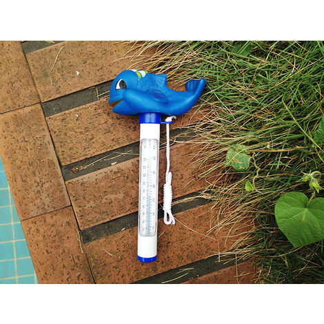 Thermomètre de piscine flottant, thermomètre de température de l'eau avec cordon et petit déjeuner Spa Aquarium Jacuzzi Bassin à poissons (petite baleine bleue) pour toutes les piscines extérieures et