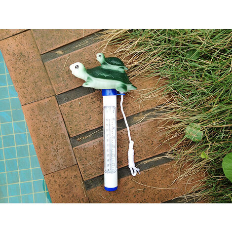 Thermomètre de piscine flottant, thermomètre de température de l'eau avec cordon et petit-déjeuner Spa Aquarium Jacuzzi Bassin à poissons (petite tortue) pour toutes les piscines extérieures et intéri
