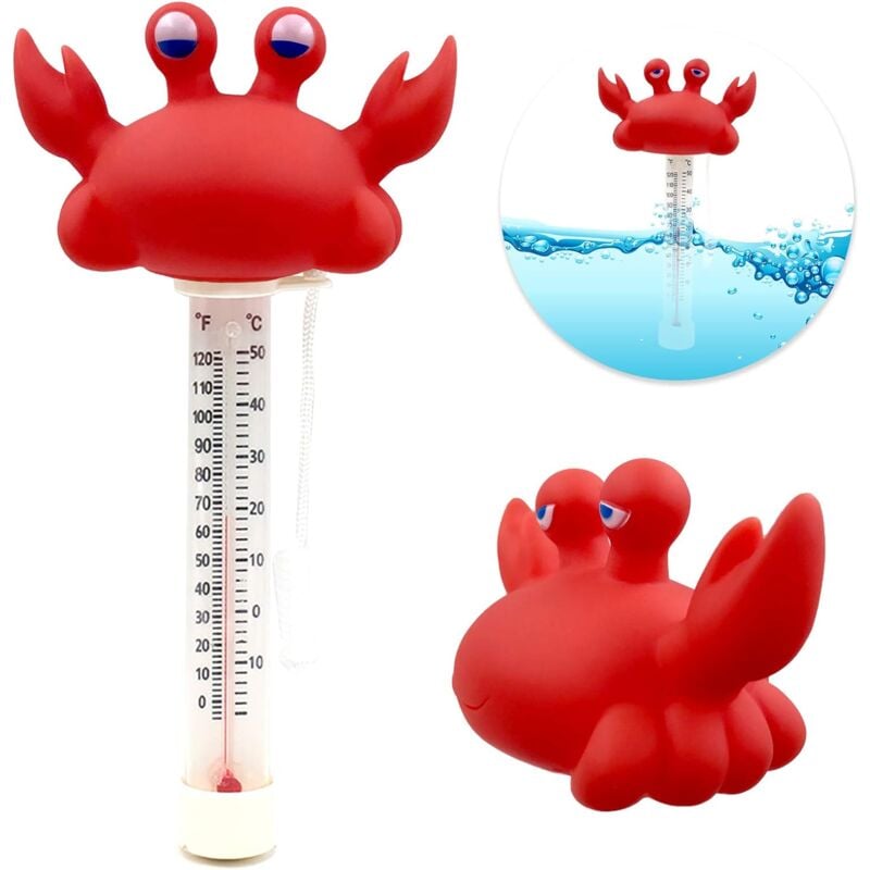 Thermomètre de piscine flottante, grande taille, température de l'eau facile à lire avec une chaîne - piscines, spas, jacuzzis, étangs et jacuzzis