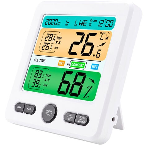 Thermomètre de piscine Horloge de confort environnemental, blanc