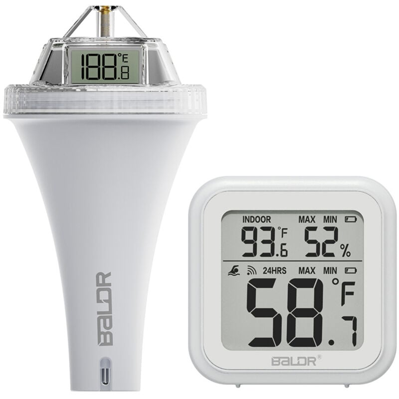 Lifcausal - Thermomètre de piscine numérique flottant facile à lire, thermomètre de piscine sans fil avec thermomètres d'intérieur, thermomètre