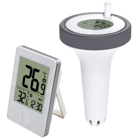 Thermomètre de piscine numérique sans fil, flottant, étanche IP67, avec récepteur de température numérique intérieur, portée jusqu'à 60 mètres, adapté aux piscines, salles de bains, aquariums, moniteu