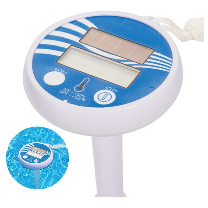 Thermomètre de piscine numérique solaire flottant - Thermomètre de piscine électronique - Thermomètre solaire flottant - Avec écran LCD - Pour
