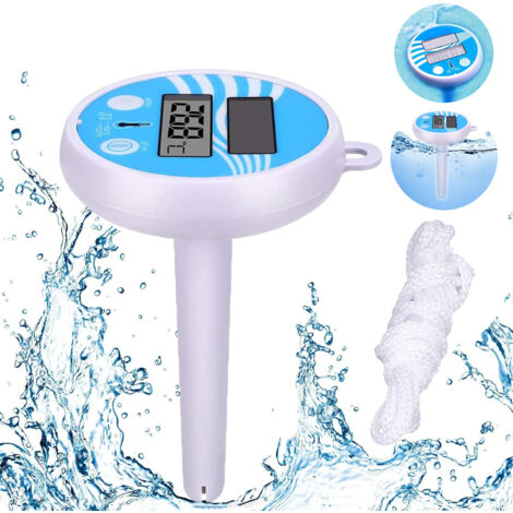 Thermomètre de piscine numérique solaire flottant - Thermomètre de piscine électronique - Thermomètre solaire flottant - Avec écran LCD - Pour piscine extérieure et intérieure et spa