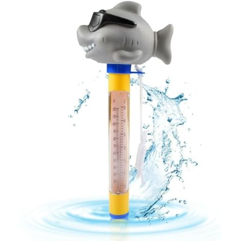 TUSERXLN Thermomètre de piscine, Requin Thermomètre de piscine flottant, Thermomètre de piscine flottant avec cordon