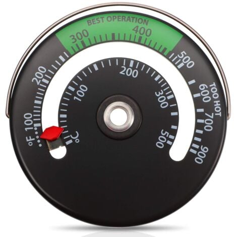 KCVV Thermomètre de Poêle Magnétique Thermomètre à Feu pour Le Compteur de Température pour Tuyau de Cheminée en Bois Rond Four