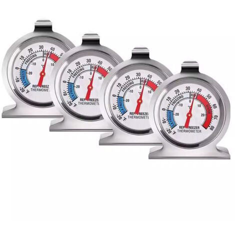 Thermomètre de réfrigérateur en acier inoxydable, bimétallique, précis et écologique.