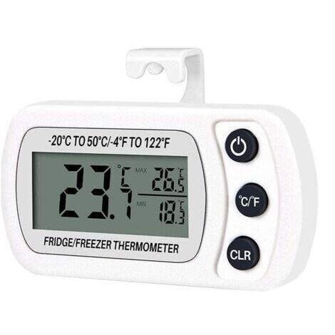Thermomètre de Réfrigérateur OUYLAF Thermomètre de Pièce de Congélateur Numérique Etanche,-20 ℃ à 50 ℃ (-4℉ à 122℉) avec Grand Ecran LCD