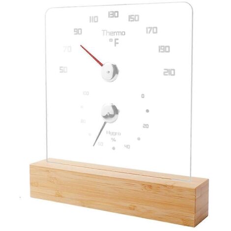 Thermomètre de sauna 2 en 1, en degrés Fahrenheit, pour sauna d'hôtel - Bois et transparent