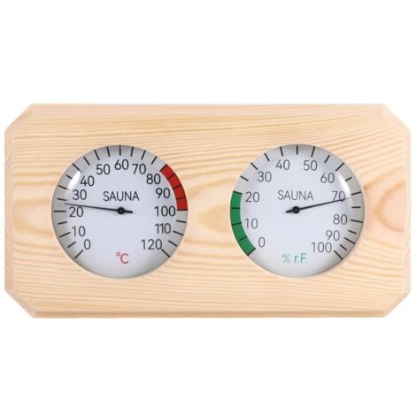 Thermomètre De Sauna 2 En 1, Thermo-Hygromètre En Bois, Haute Précision, Hygromètre En Bois Pour Sauna Fahrenheit, Accessoires Pour Hammam Sauna