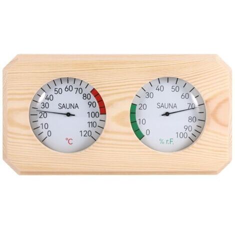 Thermomètre De Sauna 2 En 1, Thermo-Hygromètre En Bois, Haute Précision, Hygromètre En Bois Pour Sauna Fahrenheit, Accessoires Pour Hammam Sauna