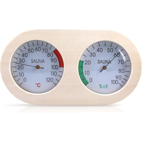 Thermomètre de sauna en bois – Hygromètre : station de mesure de sauna, couteau climatique, accessoires de sauna 2 en 1 avec thermomètre, hygromètre, température précise du sauna et hygromètre.