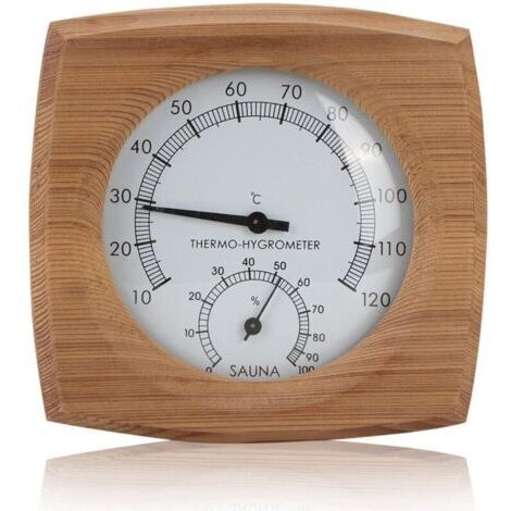 Thermomètre de sauna hygromètre en bois, thermometre hygrometre de sauna pour interieur, Thermomètres de saunas,Saunas Thermomètres numérique pour Saunass, 10 °C à 120 °C, 13x13.5cm