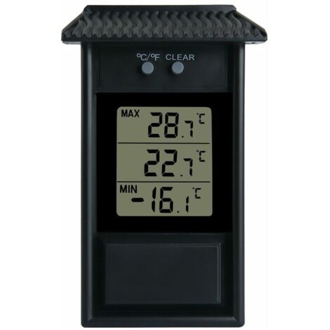 Thermomètre de Serre, Moniteur de Thermomètre Numérique à Effet de Serre Numérique Min Étanche Résolution de 0,1 ° C, Plage de Température de -20 à 50 ° C, Alimenté par Batterie Murale (Noir)