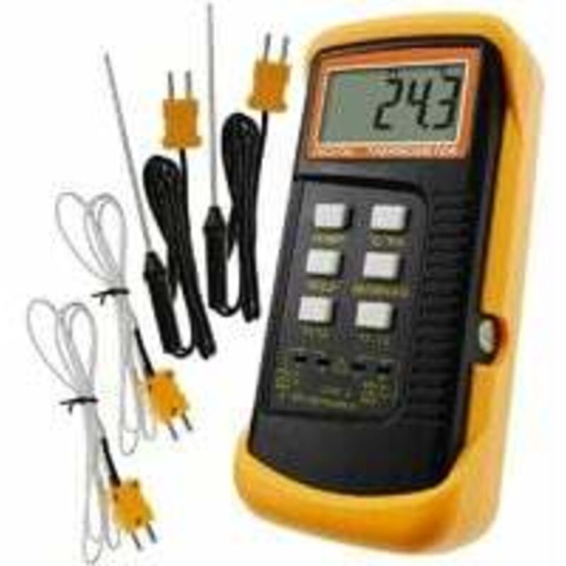 Thermomètre De Type k Avec Capteur De Thermocouple 1300 ° c (° c, ° f Et k Avec 4 Thermocouples (câblé Et Acier Inoxydable)