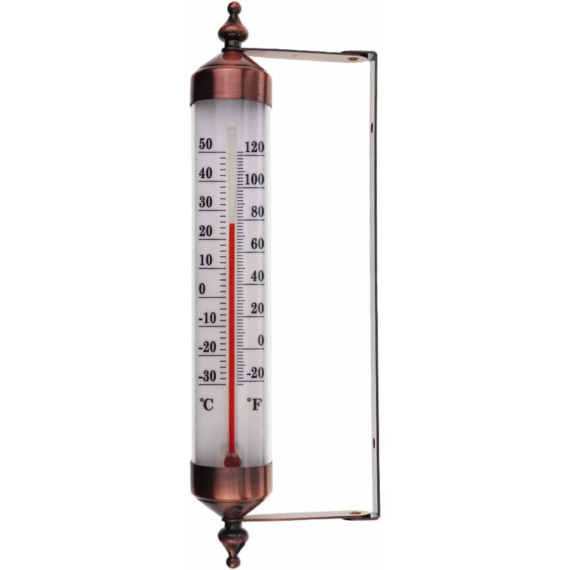 Thermomètre d'extérieur avec jauge, effet bronze – Élégant thermomètre de jardin pour extérieur adapté pour la température extérieure, serre, garage,