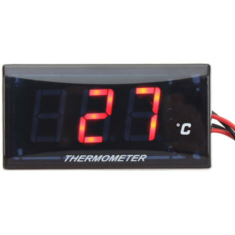 Thermomètre Digital 12V Ultra Fin LCD pour Moto avec Adaptateur Sensor 22mm Rouge