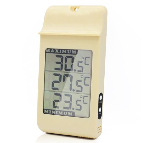 Thermomètre digital extérieur LCD étanche IPX4 – Plage de -50°C à +70°C – Alimentation 1 pile AA – Affichage clair 60 x 80 mm