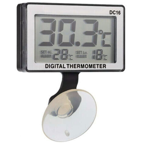 Thermomètre Digital Lcd Submersible Ventouse Alarme Haut Bas Aquarium Poissons