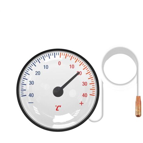 Thermomètre d'installation pour tuyau de chauffage - Thermomètre de refroidissement à capillaire à vapeur - Bimétal - Capillaire de 156 cm - Plage de température de -40/40 °C - Thermomètre à aiguille