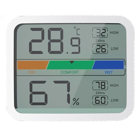 Thermomètre d'intérieur, moniteur numérique de température et d'humidité avec indicateur d'enregistrement Min et Max