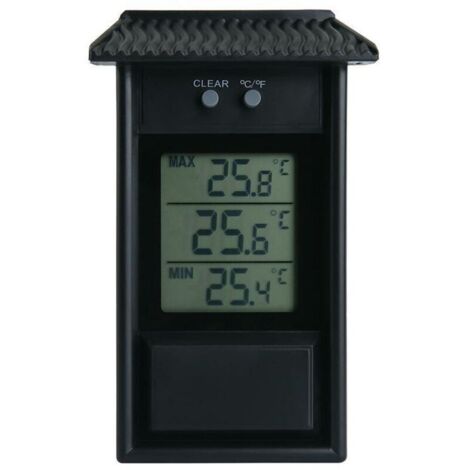 Thermomètre électronique extérieur, thermomètre de Serre Maximum et Minimum, adapté à la Serre de Jardin (Noir)