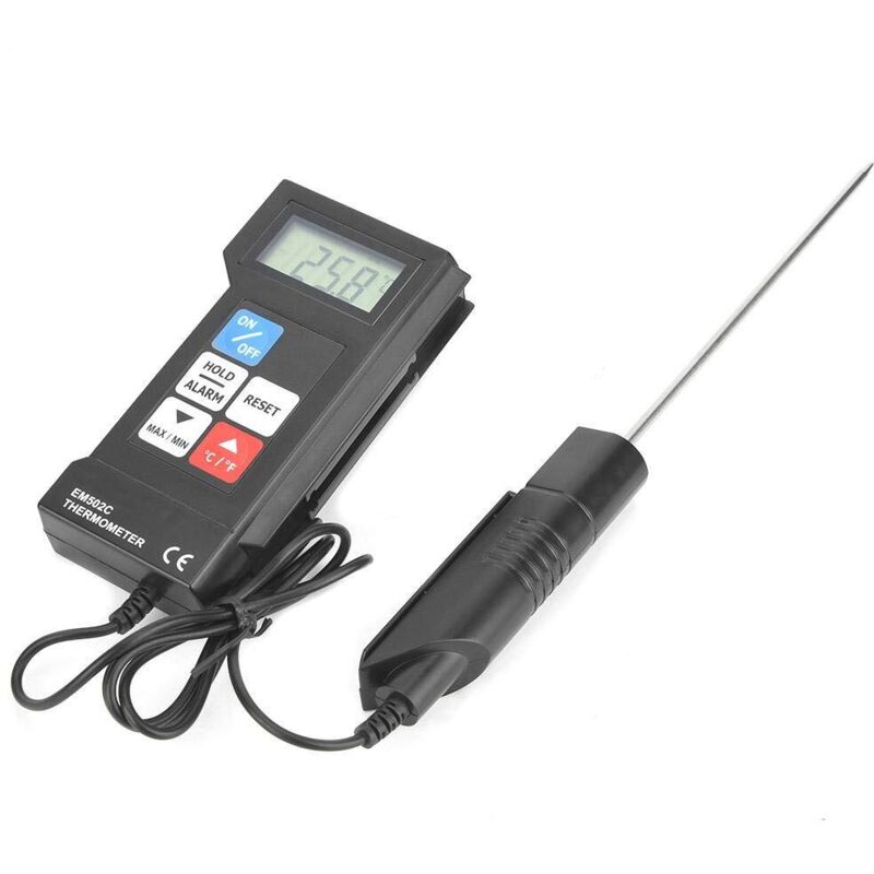 Thermomètre Électronique Haute Précision, EM502C Thermomètre Numérique Industrie Alimentaire avec la Sonde Affichage Numérique Indicateur de