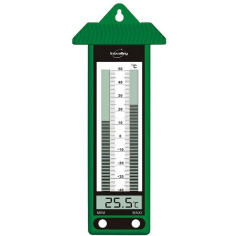 Thermomètre électronique intérieur/extérieur – Affichage mini/maxi – Design analogique – Plastique robuste – Dimensions 27.1x12.8cm – Inovalley - 315elv