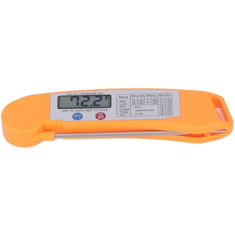 Thermomètre en Acier Inoxydable 304 Sonde de Thermomètre Numérique Frire Steak Rôtir Porc Frire Poisson ou Pommes de Terre avec Grand Écran