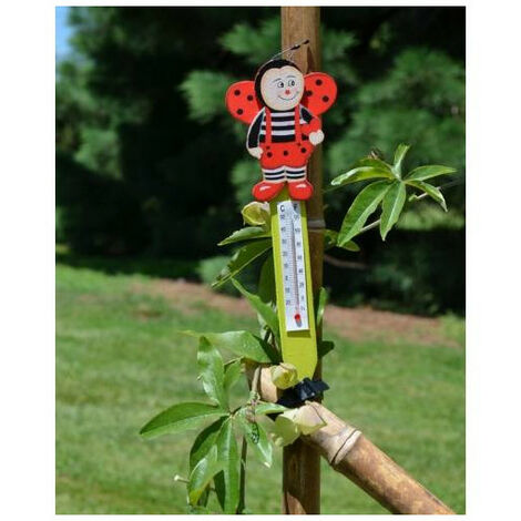 Thermomètre en bois coccinelle