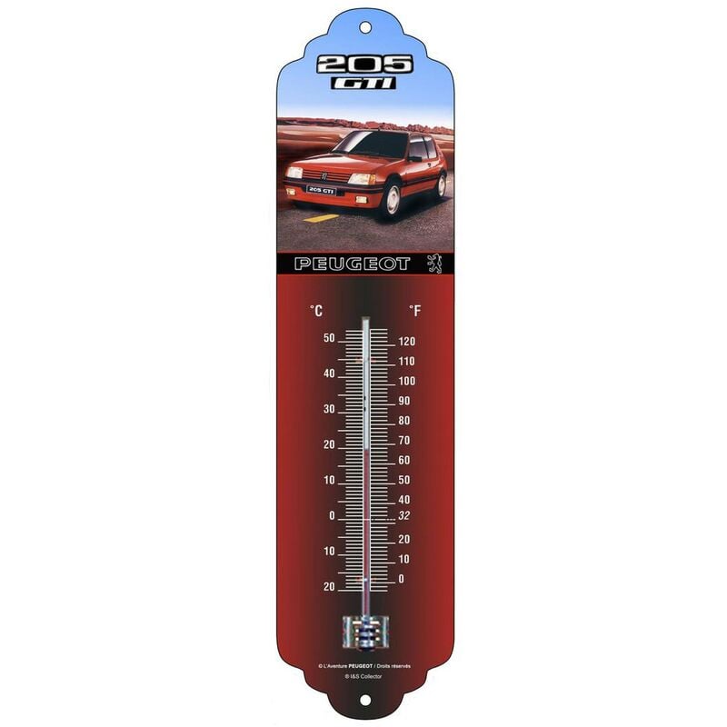 Les Collections Rétro - Thermomètre en métal Pub 28 x 6.5 cm Peugeot 205 gti