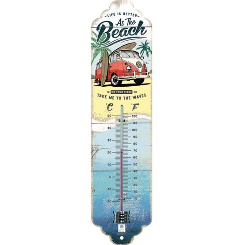 Les Collections Rétro - Thermomètre en métal Pub 28 x 6.5 cm Van vw Bulli - Beach