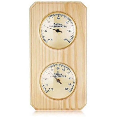 Thermomètre et hygromètre 2 en 1 pour sauna en bois, mesure de l'humidité et de la température, sauna familial/hôtel, coloris bois.