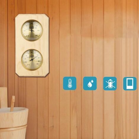 Thermomètre et hygromètre 2 en 1 pour sauna, enregistreur thermomètre et hygromètre en bois pour sauna, thermomètre et hygromètre d'intérieur pour sauna.