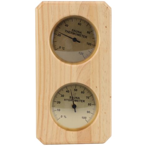 Thermomètre et Hygromètre 2 en 1 pour Sauna - Mesure de Température et Humidité Intérieure - Hygrothermomètre en Bois pour Cabine Sauna