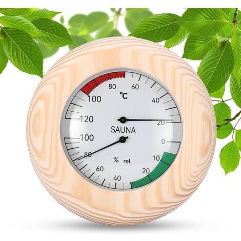 Thermomètre et Hygromètre de Sauna, 2 en 1 en Bois Thermomètre et Hygromètre Numérique précis pour Sauna Hammam Thermomètre et hygromètre pour Atelier, école, Marché, Entrepôt